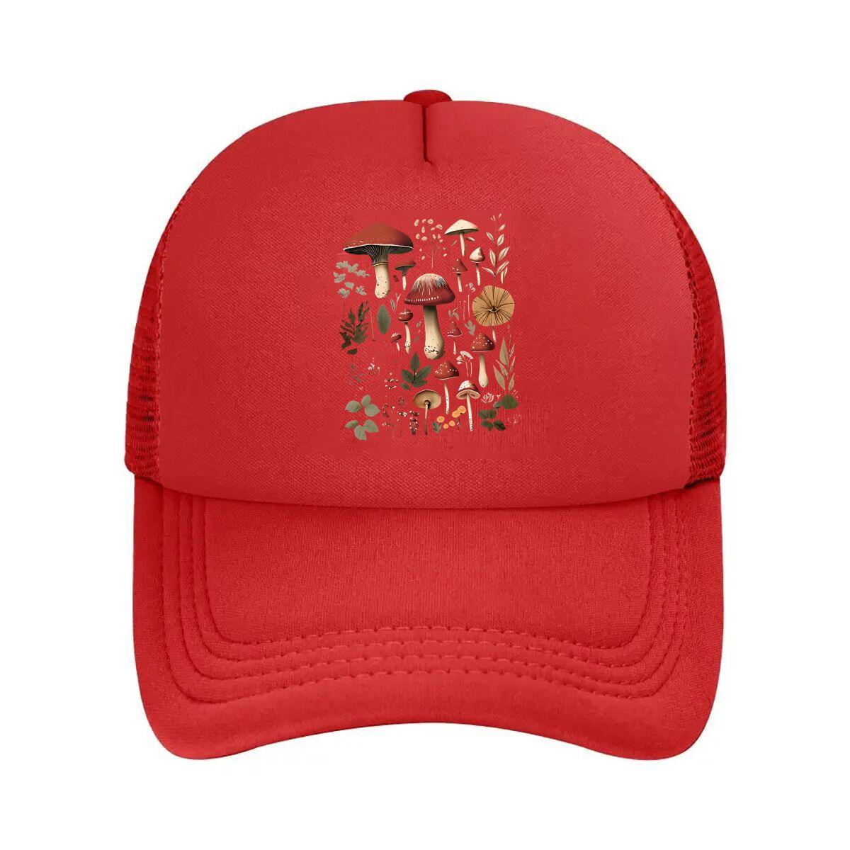 Mushroom Print Blend Casual  Mesh Baseball Cap Hip Hop Adjustable