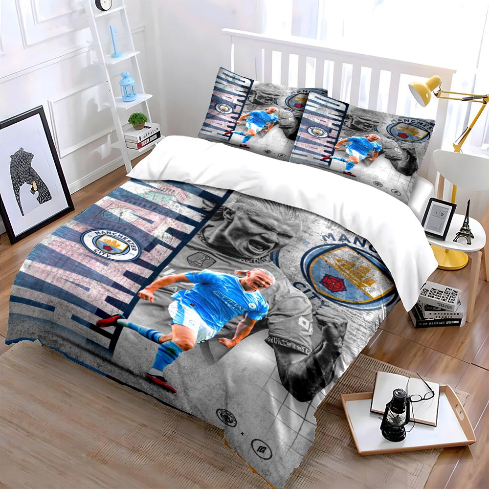 Manchester City Themed Bedding Bedding Duvet Cover Set Duvet Cover Pillowcases Home Decor (1 * Duvet Cover 2 * Pillowcases, Without Duvet Insert)