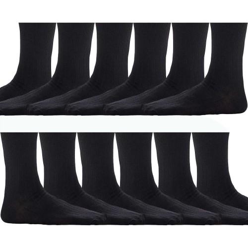 Public Dealz Childrens/Kids Plain Cotton Ribbed Socks (Pack of 12)