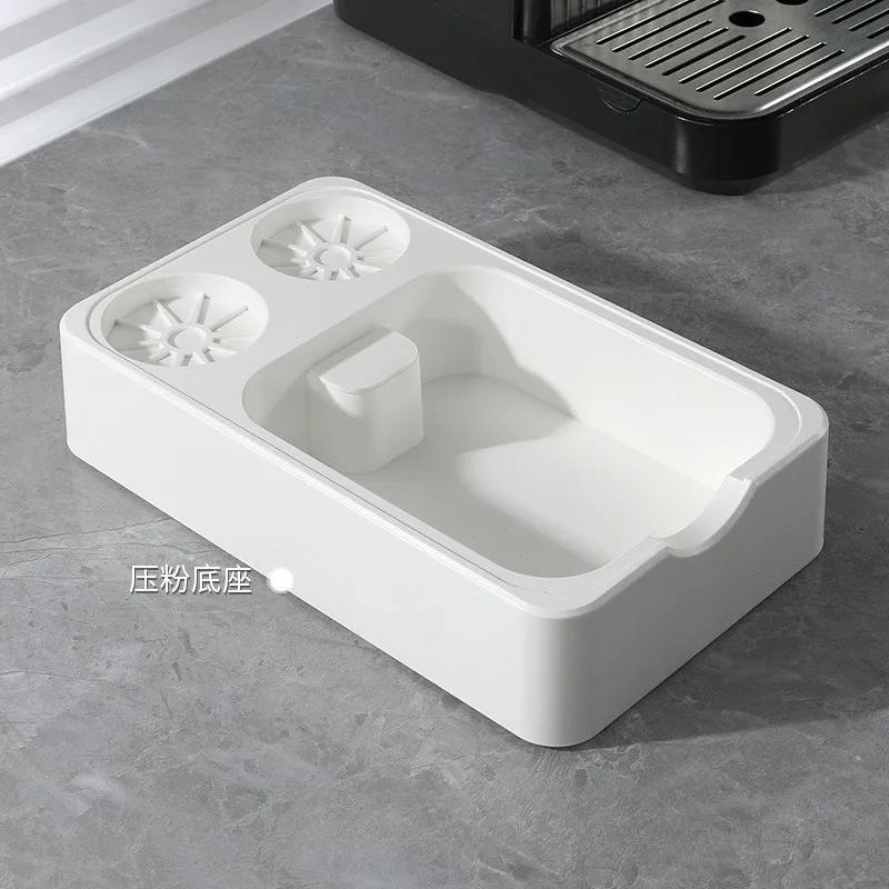 51-58mm Coffee Tamper Station Stand with Coffee Grounds Knock Box Coffee Portafiler Holder Tamper Pad Organizer Barista Tools