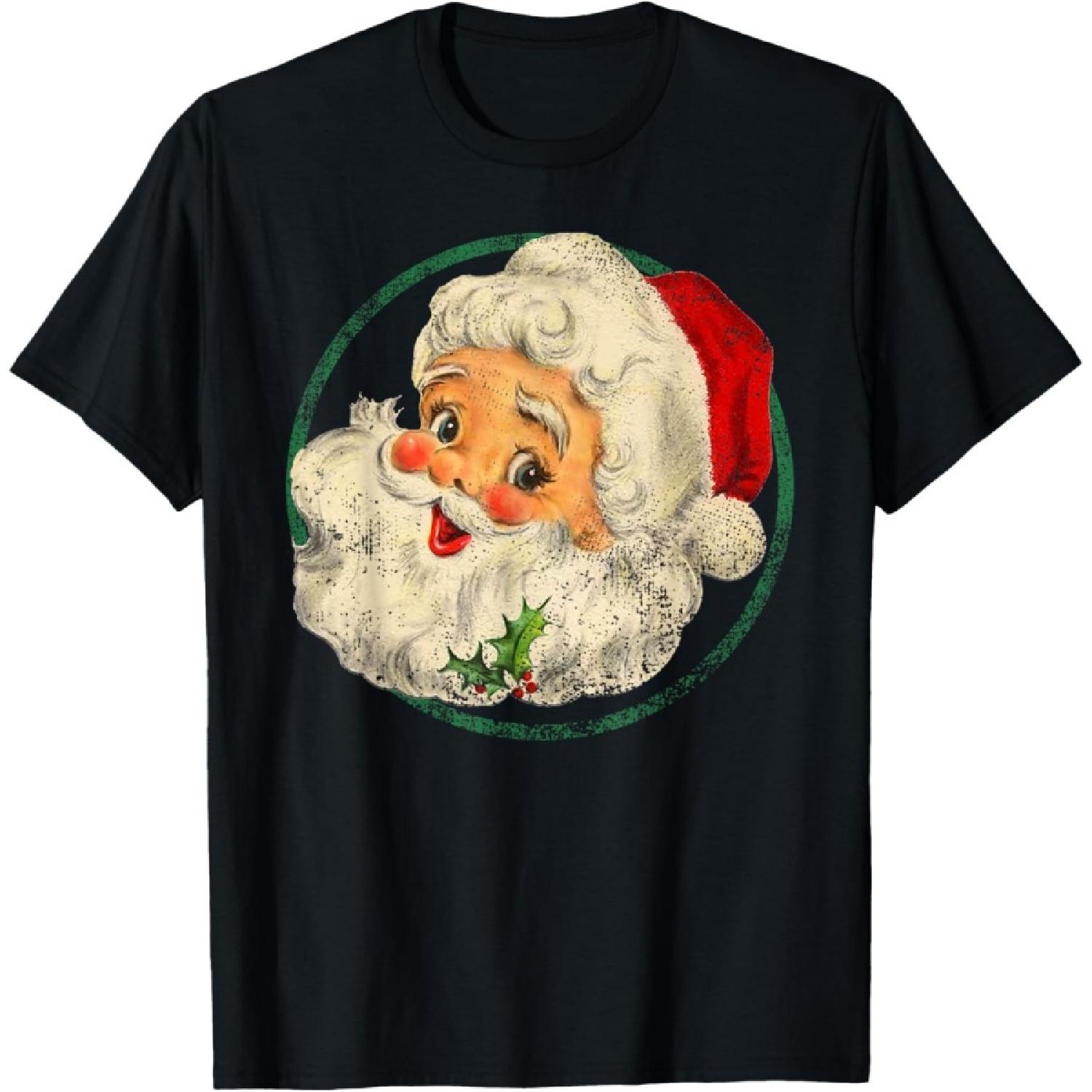 Винтажная Рождественская футболка с лицом Санта-Клауса в старинном стиле S