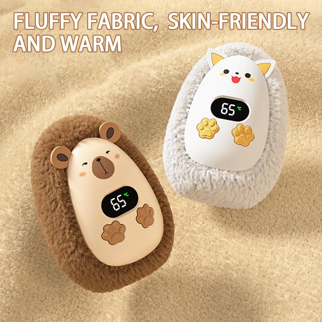 Animal Hand Warmer 3 Heat Settings Portable Clear Digital Display Plush Hand Warmers