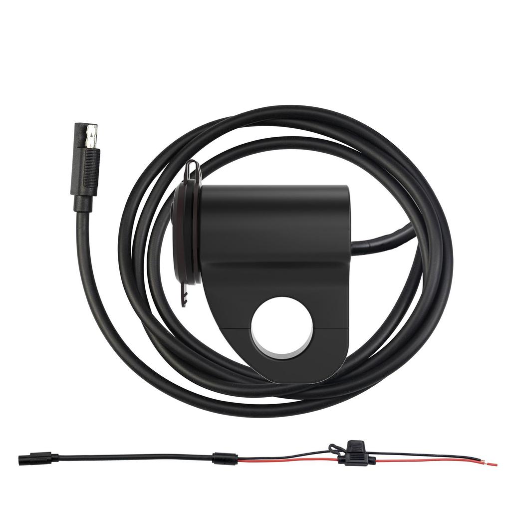 12V Motorcycle Handlebar 2.4A USB Adapter Charger with Digital Voltmeter Fits for 22mm-26mm Handlebars