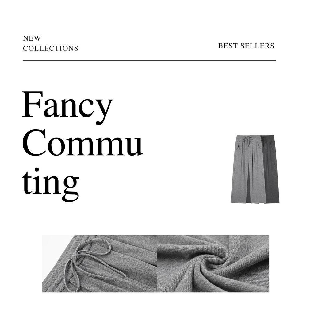 2025 Fall Slimming Knit Plus Size Wide-Leg Pants for Women - Draping Lazy Style Trousers