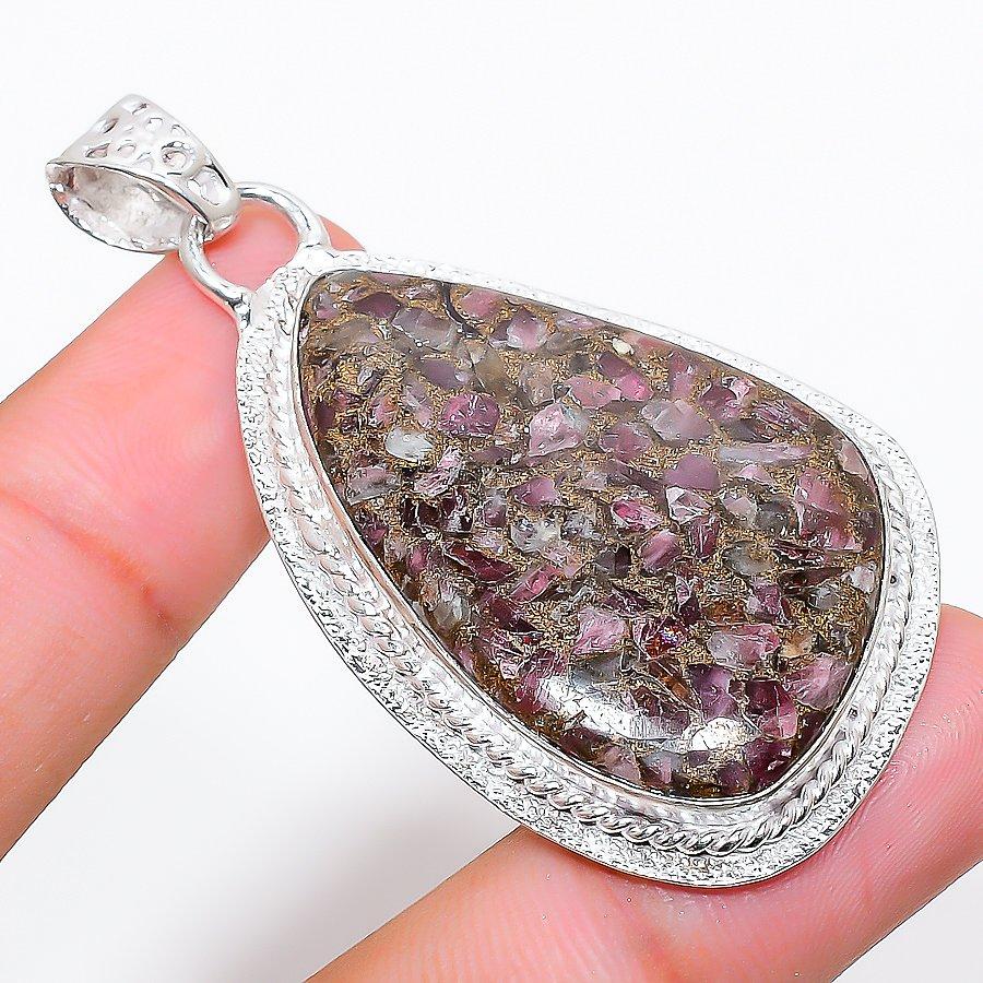 

Copper Pink Tourmaline Gemstone Handmade Ethnic Jewelry Pendant 2.29 SR-3159