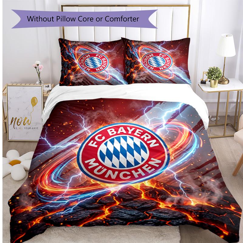 Set Lenzuola 3 Pezzi con Stampa Modello Bayern Monaco Morbido Delicato sulla Pelle Lavabile Copripiumino e Federe Set Tutte le Stagioni Camera da Letto
