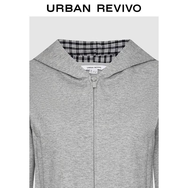 UR 2026 Spring Women's Plaid Lined Zip Hooded Sweatshirt