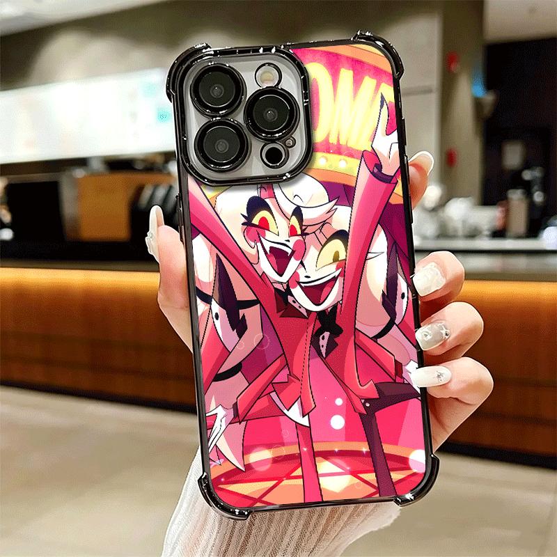 Hazbin Hotel Anime Plating Phone Case For Iphone 16 17 Pro Max Air 16E 14 15 Plus 12 13 Mini Anti-Fall Airabag Cover
