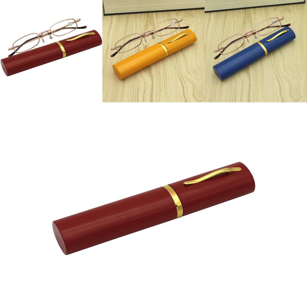 Classic Reading Glasses With Aluminum Tube Eyewear Case Snap Closure For Pocket Use