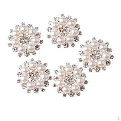 5 Stück 27mm Metall Diamante Blumenknöpfe Verzierungen Kristall