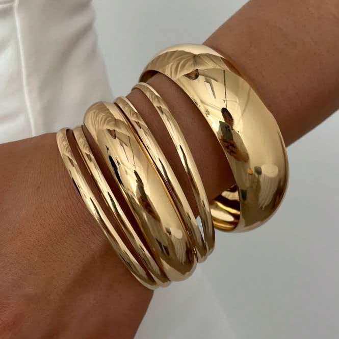 Damen Ethno-Stil Goldlegierung Armreif-Set - Zehnteilige Retro-Armbandkollektion
