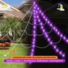 5m Giant Halloween Decorations Outdoor, 250 LED Lighted Spider Web 8 Lighting Modes Waterproof & Timer for Indoor Haunted House Yard Decor, Purple