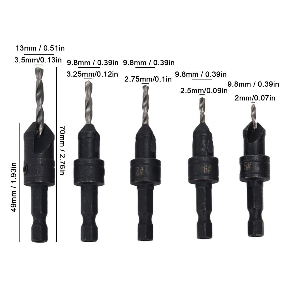 11pcs 1/4 Inch Hex Shank Counterbore Drill Bit Set Quick Change Chamfer Drill Bit Set  Woodworking
