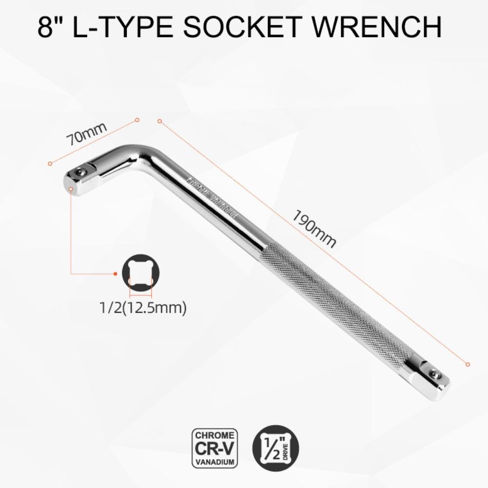 200-350mm L Shape Extension Bar CR-V Breaker Bar Hand Tool Socket Extension Bar 8inch