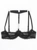 Plus Size Bras Women's Floral Lace 1/4 Cups Push Up Underwire Bra Tops Balconette Bralette Everyday Bra