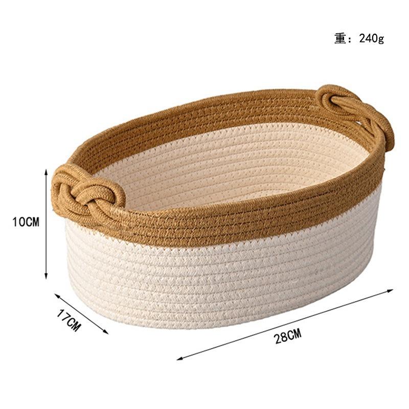1pcs/set Foldable Cotton Rope Storage Basket Multi-Use Organizer for Cosmetics Snacks Laundry Braided Household Bin