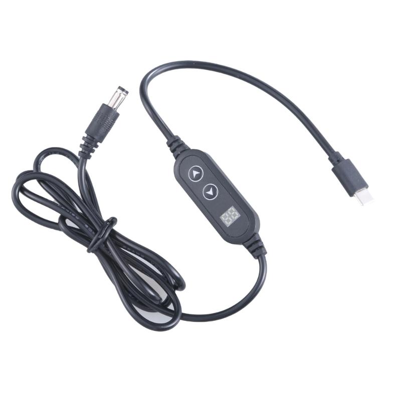 

Кабель-регулятор напруги Type C на 5.5x2.5мм USB C до DC5525 Шнур живлення Регульовані напруги 5В-9В-12В-15В-20В 3А 1