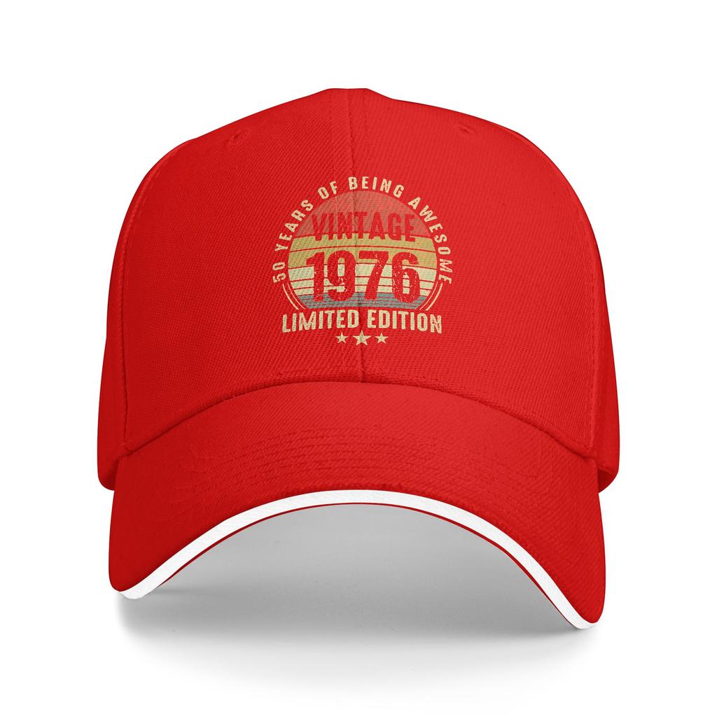 Summer Vintage 1976 50th Birthday Gift Distressed Design Funny Baseball Cap  Running Hippie Street Style Design Sun Trucker Hat