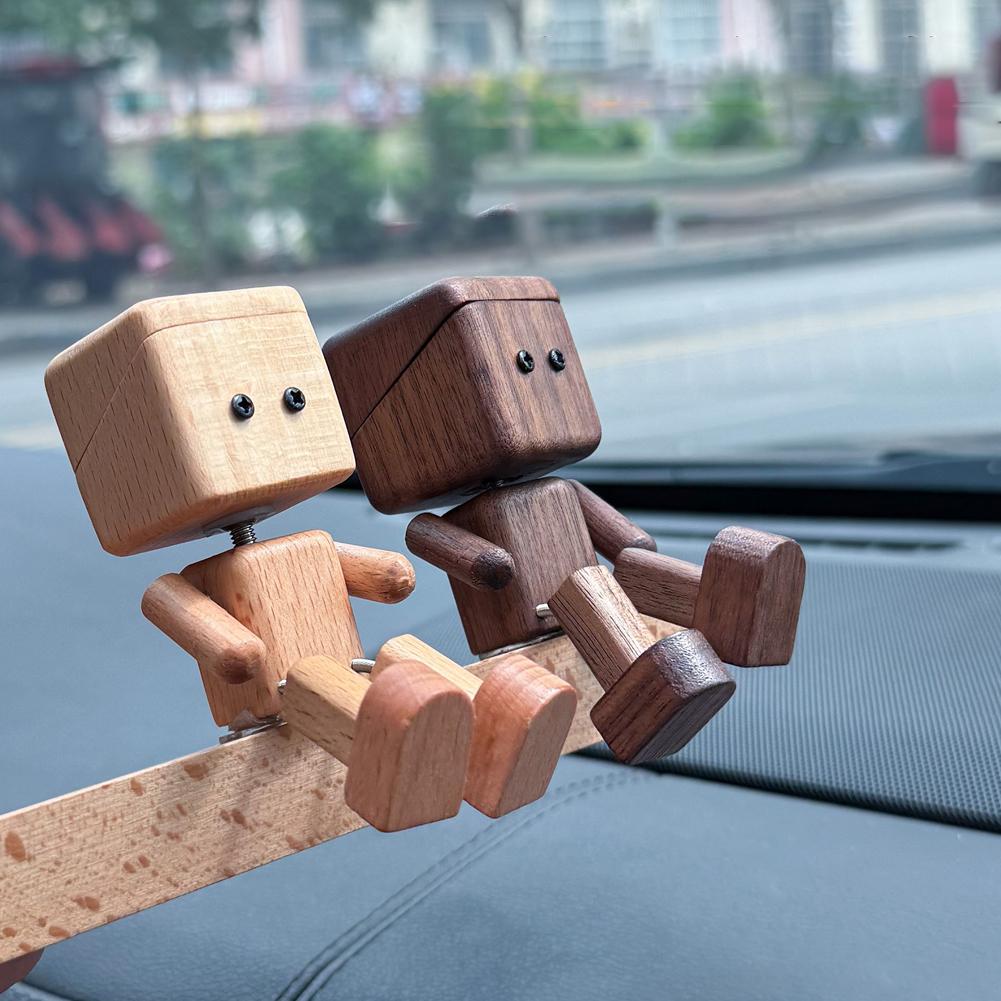 Sallanan Ahşap Adam Figürin Araba Dekorasyonu Küçük Süsler Bacak Sallayan Robot Figürin Sevimli Ahşap Adam Araba İyi Yaratıcı Hediyeler