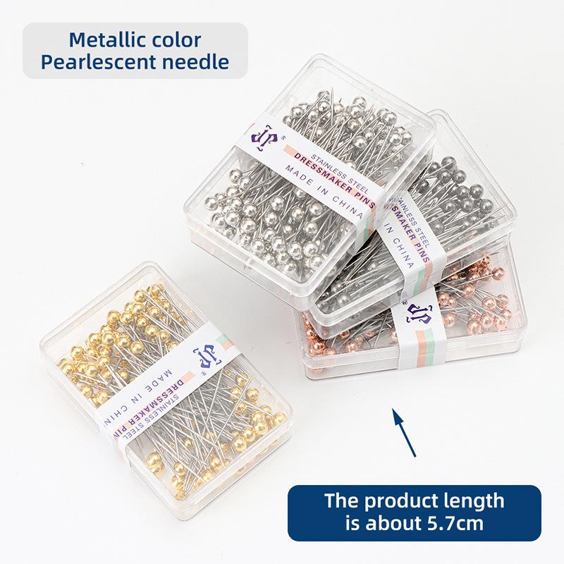 100 Teile/schachtel Bunte Nadeln mit rundem Perlenkopf zum Selbermachen, Schneidernadeln, Stichwerkzeuge, Positionierungsnadeln, Nähzubehör