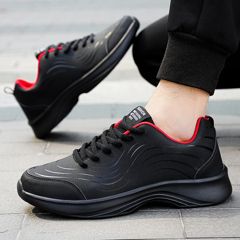 Fashion Running Shoes Men Big Size Casual Outdoor Flat Comfortable Walking Leather Tennis Shoes Lace-up Cheap Sneakers Man