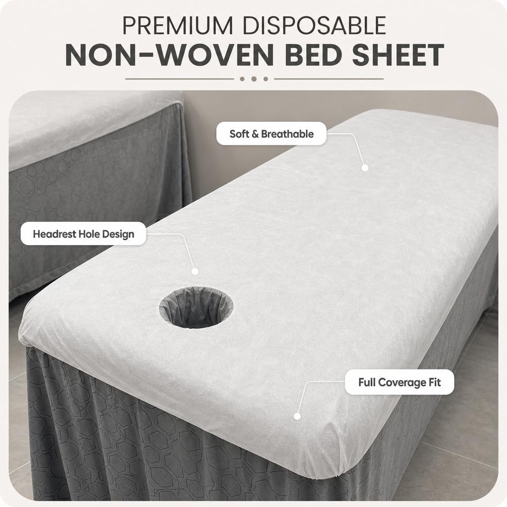 10Pcs Disposable Non-Woven Bed Cover Beauty Salon Spa Massage Breathable Elastic Hole Bed Sheets