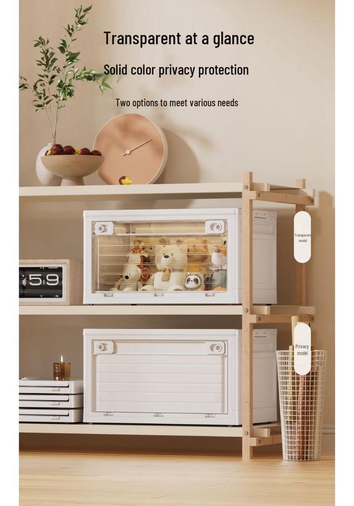 Portable Transparent Book Storage Box with Wheels and Dustproof Cover