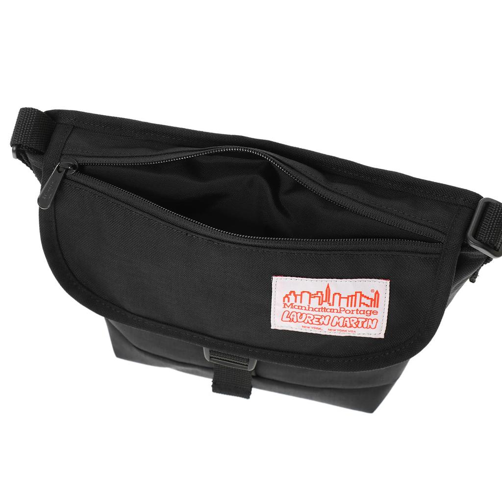 Original Messenger Bag MP1603FZPLVLLAUREN Nylon Messenger Bag Klappe Reißverschlusstasche Vinylfutter Lauren Martin Schwarz [Manhattan Portage] [Official]