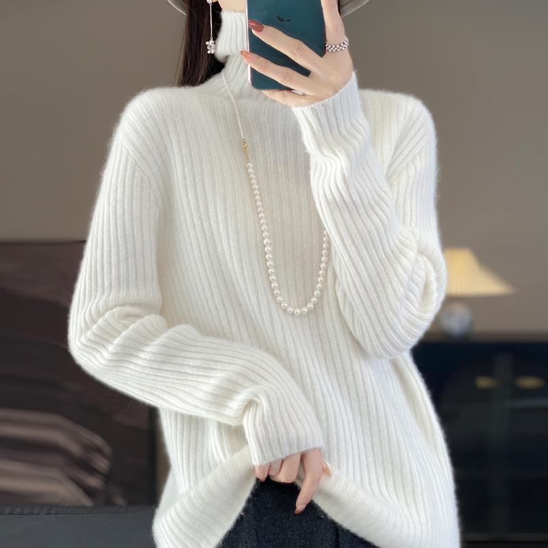 Women's Cashmere Sweater Qinghe Cashmere 30% Cashmere 70% Wool Autumn and Winter Pullover Warm and Fashionable