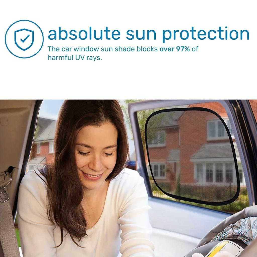 4 STÜCK UV-Schutz Auto-Sonnenblenden - Robuste Netzschilde mit Easy-Cling, Blendschutz & UV-Schutz für SUV-Seitenfenster