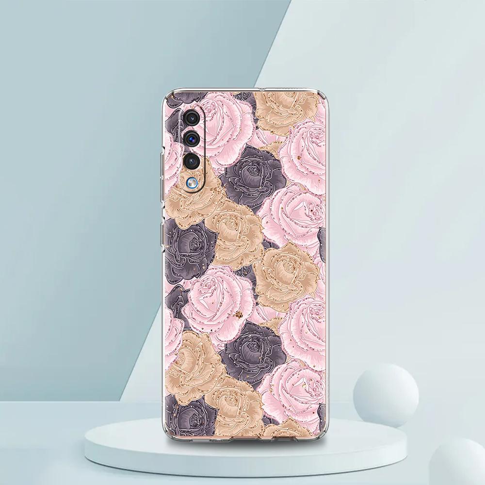 Gold Rose Love Heart Phone Case For Samsung A16 A14 A12 A22 A32 5G A34 A42 A52 A54 A50 A70 A30 A40 A20E A10S A02S A04S A06 Cover
