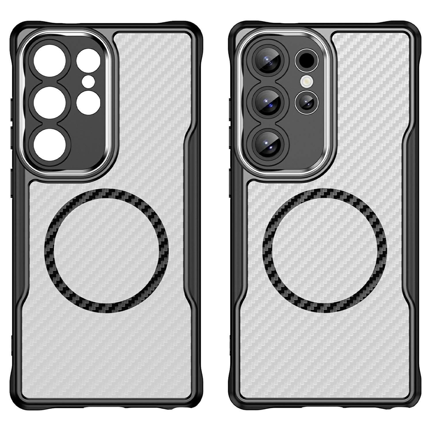 

For Samsung Galaxy S25 Ultra Case Compatible with MagSafe TPU+PC Phone Cover Carbon Fiber Purple