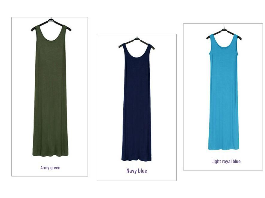 Women's Plus Size Spaghetti Strap Loose Modal Long Beach Dress