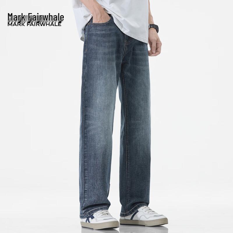 Mark Fairwhale Men's American Style Straight Wide-Leg Jeans