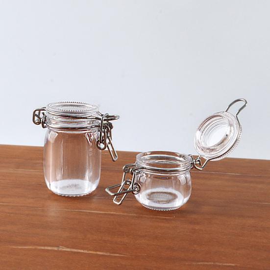 2 Pcs Miniature Storage Jars Doll House Mini Transparent Jar with Lid