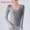 Cotton Crew Neck Slim Fit Long Sleeve Tshirt With Solid Color For Casual Wear