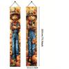 2PCS Fall Porch Sign Scarecrow Porch Banner Autumn Harvest Door Decoration Thanksgiving Front Door Decor Rustic Farmhouse Vertical Outdoor Hanging