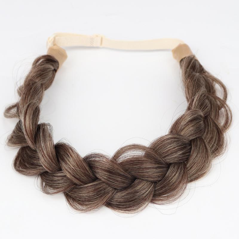 1 Stück Synthetik Premium Verstellbar Handgemacht Perücke Geflochten Elastisches Band Haar Mode Flechten Haar Stirnband Kopfbedeckung Für Frauen gray