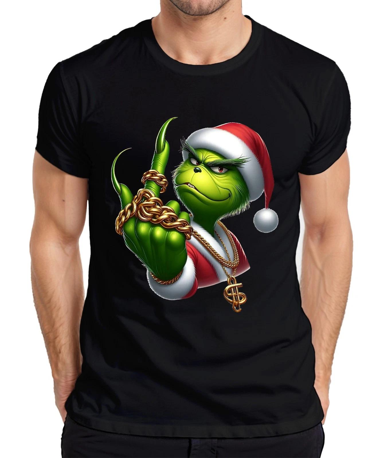 Grinch Santa frech Goldkette Weihnachten Geschenk sarkastisch Herren T-Shirt M