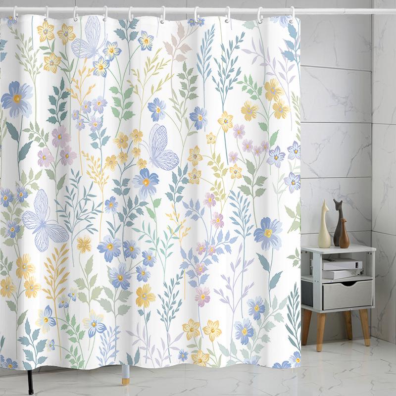 SHU1 3D Printed Tropical Jungle Plants Design Bath Curtain Polyester Waterproof Shower Curtain, 180x180cm