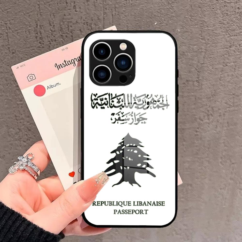 Libanon Vlag Telefoonhoesje Glas Voor iPhone 17 16 Promax 15 13 Pro 14 Plus 17 Pro 12 mini Galaxy S25 24 23 Zwarte Hoesjes