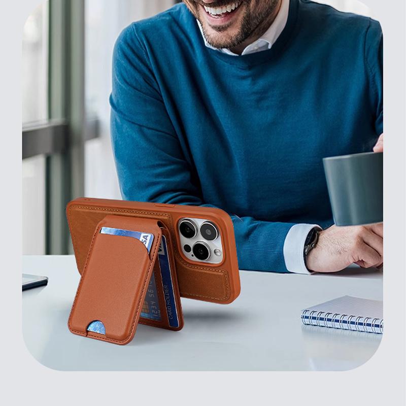 Magnetic Wallet Card Holder For IPhone 16 Pro Max/15Pro/14Pro/13/12 Series Compatible With Magsafe Contains 5 Card Slots Design