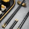 1 Pair Black Gold Disposable Sushi Chopsticks With Box