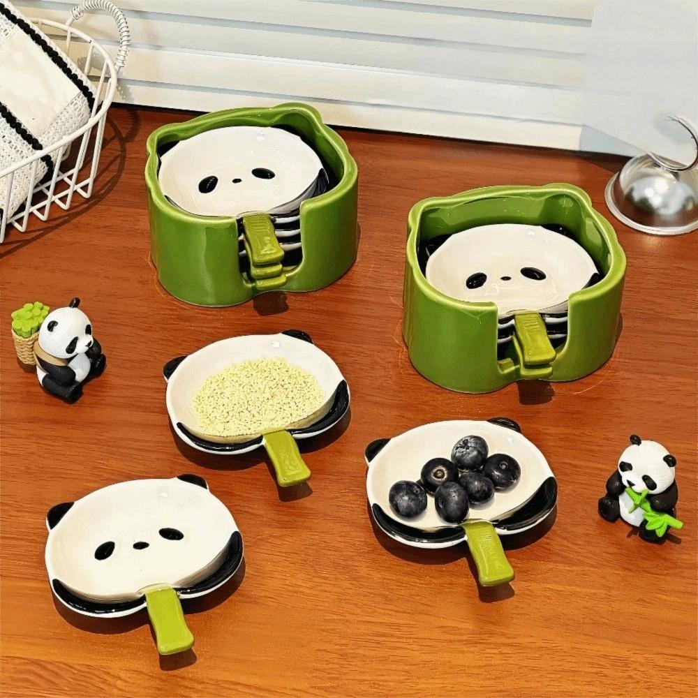 4/6Pcs Panda Shape Ceramic Sauce Dish Creative Mini Sauce Bowl Set  Dinnerware Set