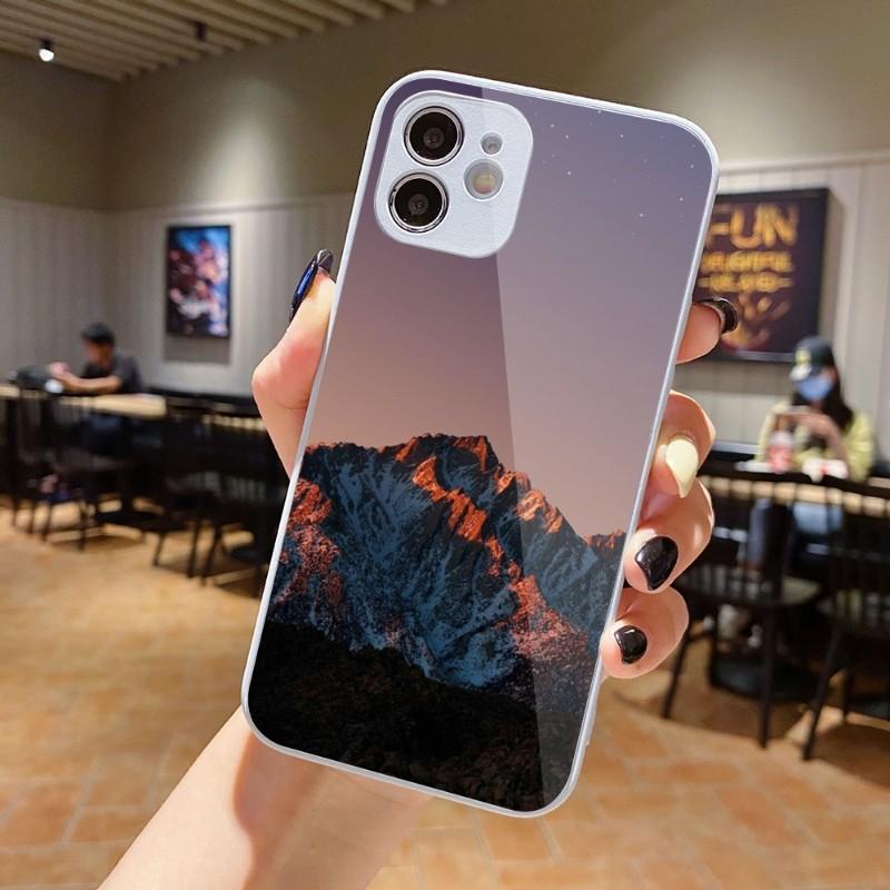 Beautiful Cold Mountain Phone Case For IPhone 14 13 12 11 Pro Max X XR XS 8 7 Plus Liquid Glass Color Phone Cover