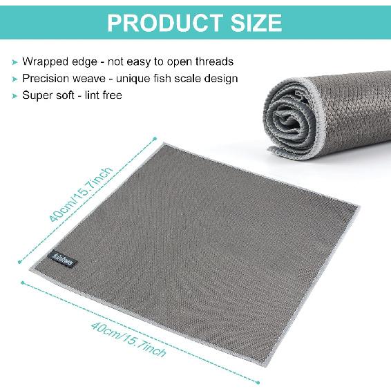 KinHwa Microfiber Glass Cleaning ClothsWindow Cleaning Cloth Lint Free Scratch Free Polishing Cloths for Dishes Eyeglasses Car Stainless Steel