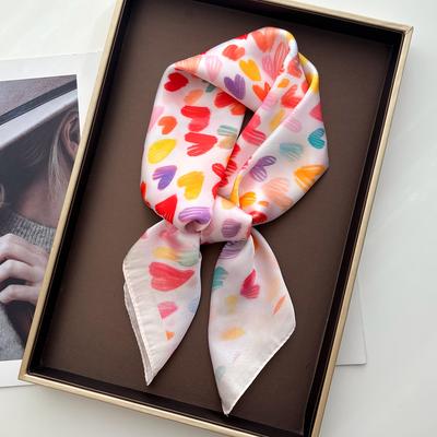 Dames Vierkante Sjaal Zijde Imitatie Print Neckerchief Bandana Foulard Dames Sjaal Sjaals Wikkel Hoofd Haarband Bandjes