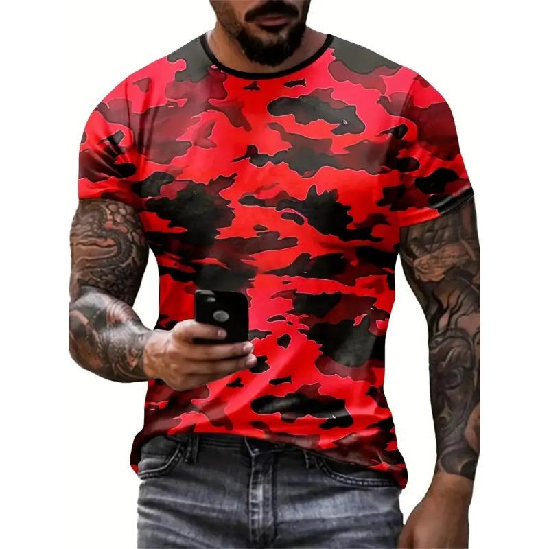 Camouflage Print Men's Tshirt Casual Comfortable Streetwear 3D Summer Outdoor Short Sleeve Crew Neck Sports Top Training T-shirt