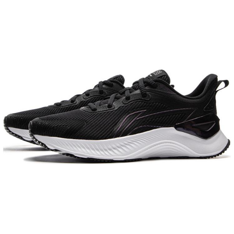Li-Ning Comfortable Versatile Shock Absorbing Non-Slip Wear-Resistant Low-Top Casual Running Shoes Women sneaker Black White Purple ARHV022-2
