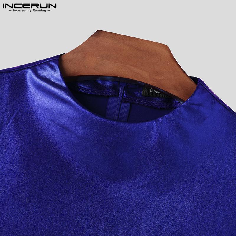 INCERUN Débardeurs Slim de Fête Irréguliers Lisses à Paillettes Sans Manches pour Homme
